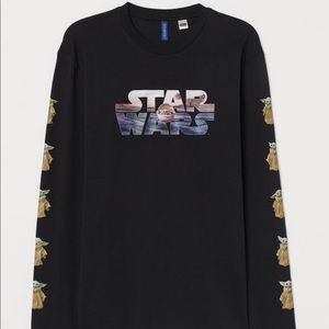 Star Wars Baby Yoda Mens Mandalorian H&M Black long sleeve shirt Xs-Large